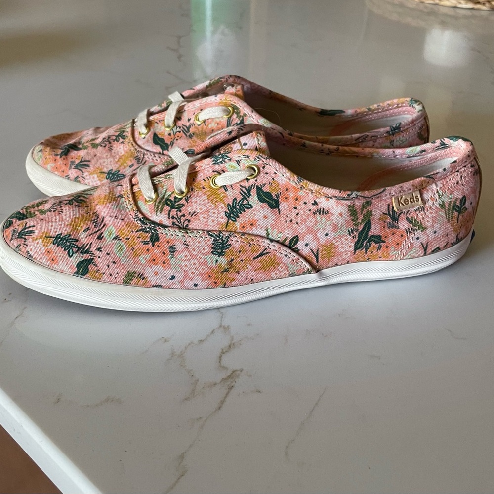 Keds Floral Pink and Green Sneakers